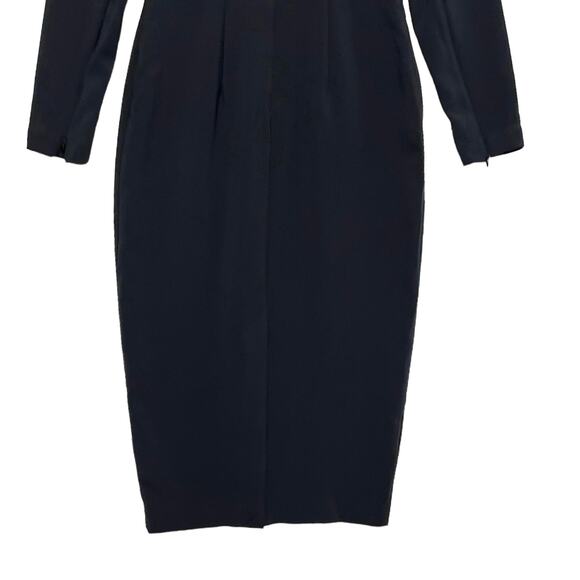 Sergio Hudson x Target Sheath Midi Dress Sz XS Black Stretch Shoulder Pads Slit - Picture 11 of 12